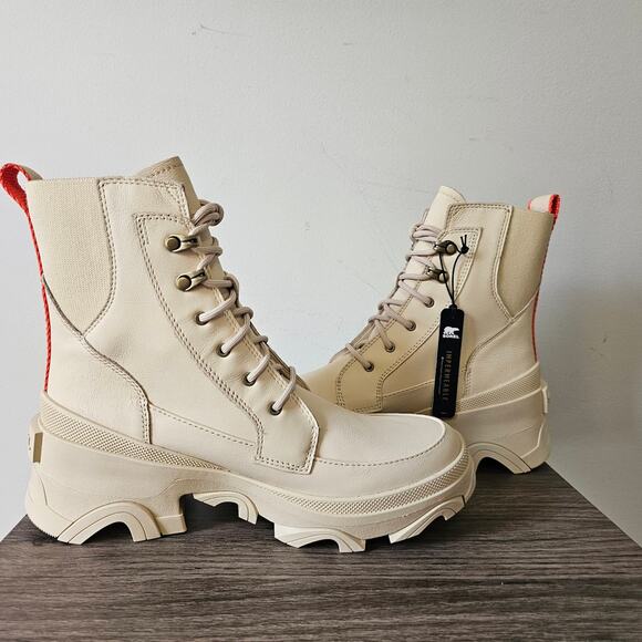 Sorel Women's Brex Lace Boot Size 9 Bleached Ceramic/Orange 1951211 NEW - Picture 3 of 10